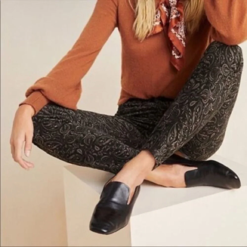 ANTHROPOLOGIE AG Adriano Goldschmied Velvet Paisley High Rise Stevie Ankle Pants - Picture 2 of 14